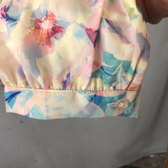 Eloquii Blouse Womens 24 Floral Tie Neck Bow Long Sleeve Button Front Plus Size - Picture 16 of 16